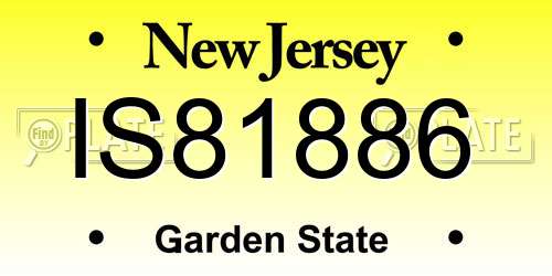 IS81886 New Jersey License Plate