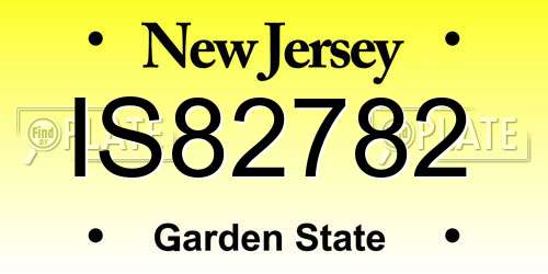 IS82782 New Jersey License Plate