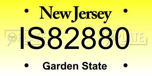 IS82880 New Jersey License Plate