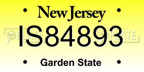IS84893 New Jersey License Plate