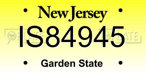 IS84945 New Jersey License Plate