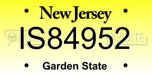 IS84952 New Jersey License Plate