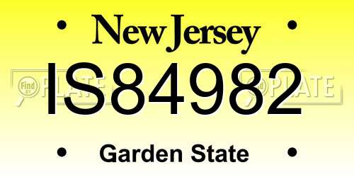 IS84982 New Jersey License Plate