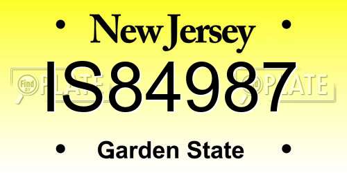 IS84987 New Jersey License Plate