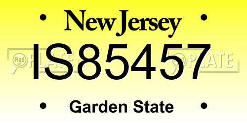 IS85457 New Jersey License Plate
