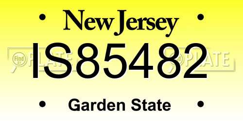 IS85482 New Jersey License Plate