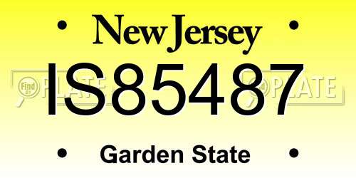 IS85487 New Jersey License Plate