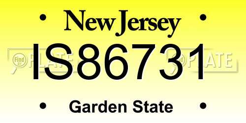 IS86731 New Jersey License Plate