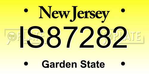 IS87282 New Jersey License Plate