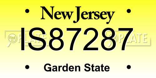 IS87287 New Jersey License Plate