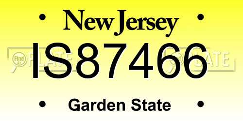 IS87466 New Jersey License Plate