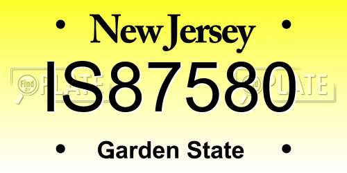 IS87580 New Jersey License Plate