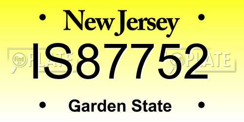 IS87752 New Jersey License Plate