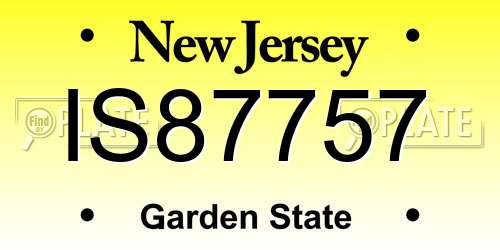 IS87757 New Jersey License Plate