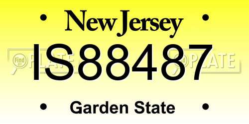 IS88487 New Jersey License Plate