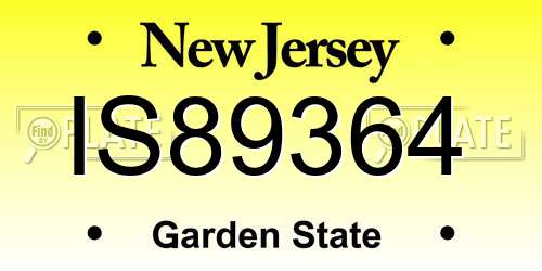 IS89364 New Jersey License Plate