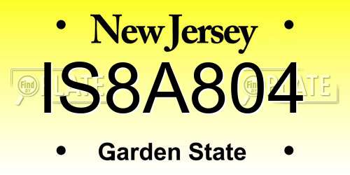 IS8A804 New Jersey License Plate