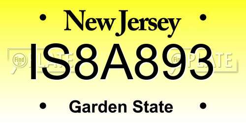 IS8A893 New Jersey License Plate