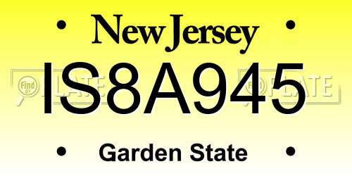 IS8A945 New Jersey License Plate