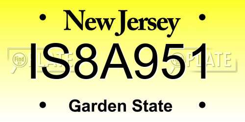 IS8A951 New Jersey License Plate