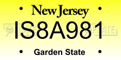 IS8A981 New Jersey License Plate