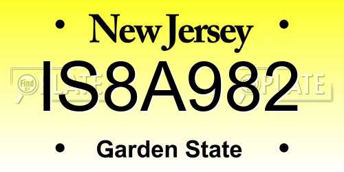 IS8A982 New Jersey License Plate