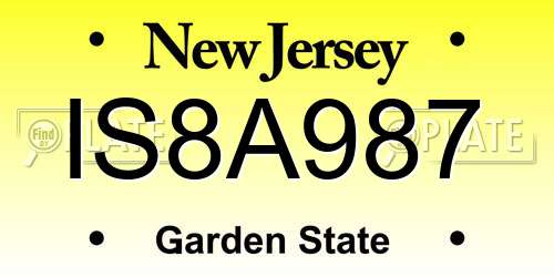 IS8A987 New Jersey License Plate