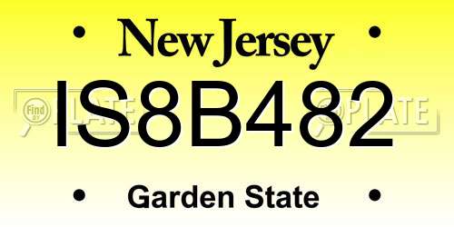 IS8B482 New Jersey License Plate