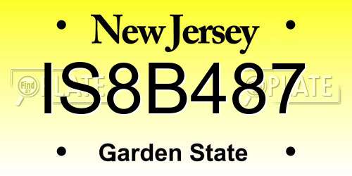 IS8B487 New Jersey License Plate