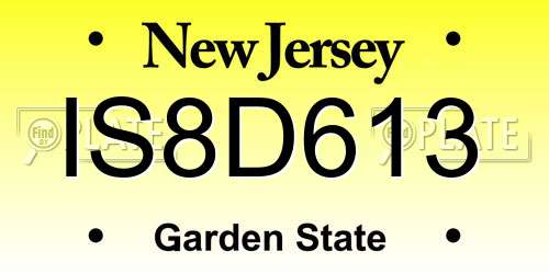 IS8D613 New Jersey License Plate