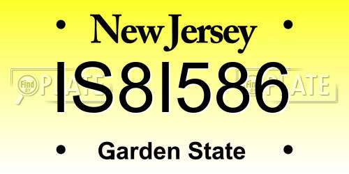 IS8I586 New Jersey License Plate