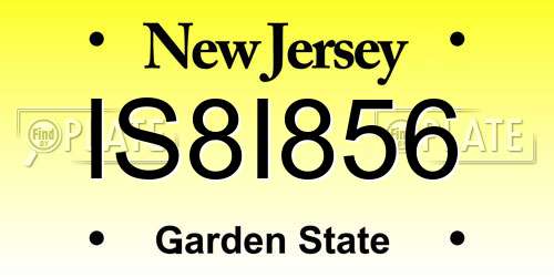 IS8I856 New Jersey License Plate
