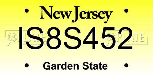 IS8S452 New Jersey License Plate