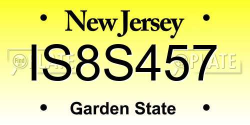 IS8S457 New Jersey License Plate