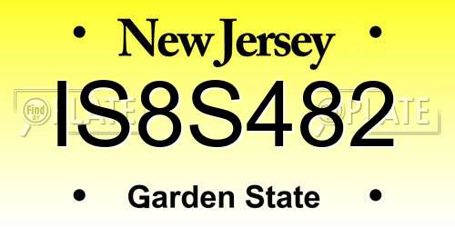 IS8S482 New Jersey License Plate