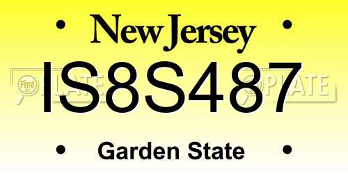 IS8S487 New Jersey License Plate