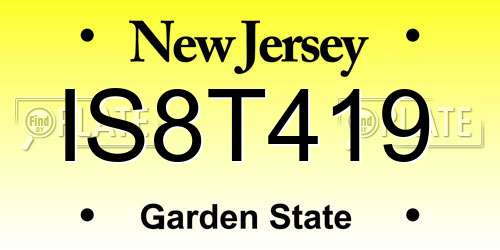 IS8T419 New Jersey License Plate