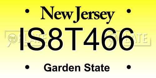 IS8T466 New Jersey License Plate