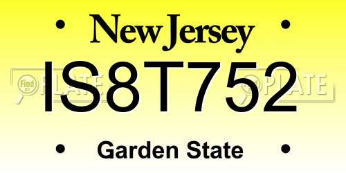 IS8T752 New Jersey License Plate