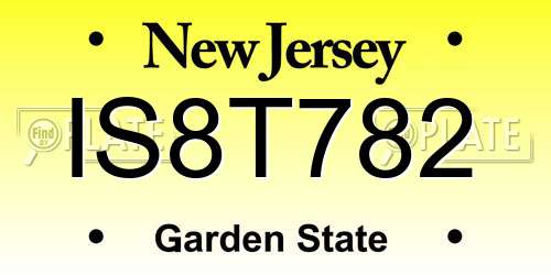IS8T782 New Jersey License Plate