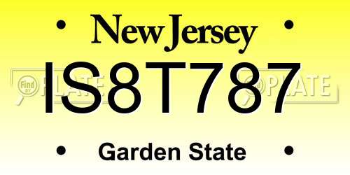 IS8T787 New Jersey License Plate