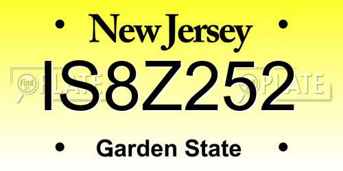 IS8Z252 New Jersey License Plate