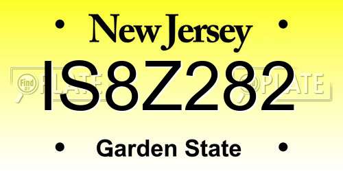 IS8Z282 New Jersey License Plate