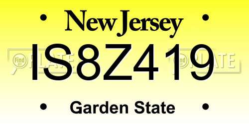 IS8Z419 New Jersey License Plate