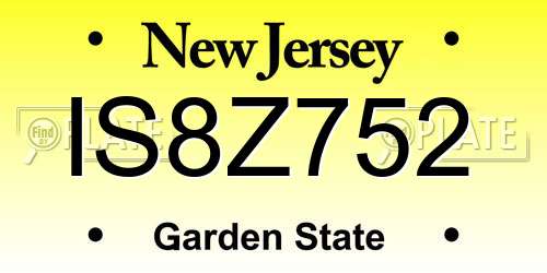 IS8Z752 New Jersey License Plate