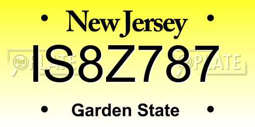 IS8Z787 New Jersey License Plate
