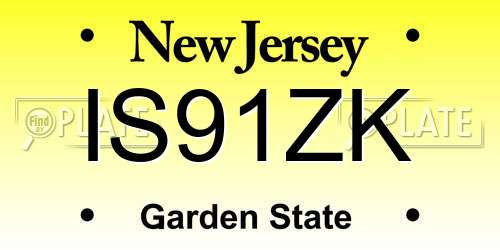 IS91ZK New Jersey License Plate