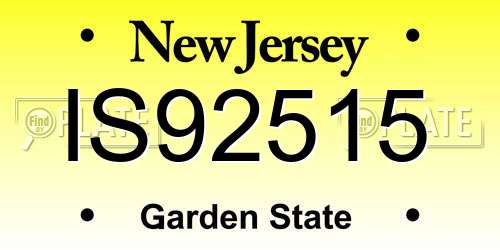 IS92515 New Jersey License Plate
