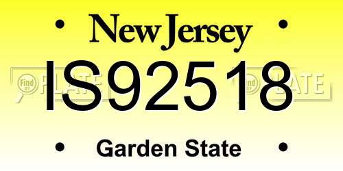 IS92518 New Jersey License Plate