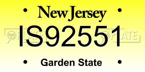 IS92551 New Jersey License Plate
